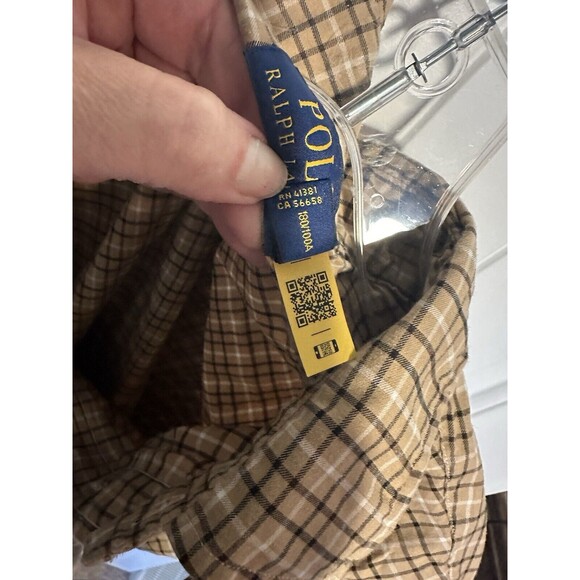 Vtg Polo Ralph Lauren Checked Cotton Poplin Button Down Long Sleeve Shirt, Sz L - Picture 4 of 4